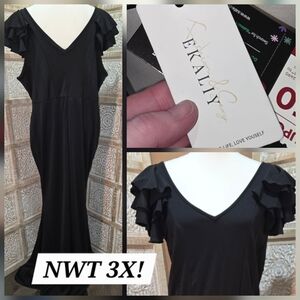 Elegant Black Maxi Dress with Ruffle Sleeves